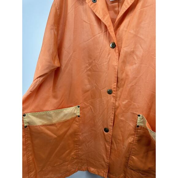 Vintage Atlantic Beach Sz 2X Gold‎ Orange Shiny Windbreaker Tiger Button Jacket - Picture 7 of 9